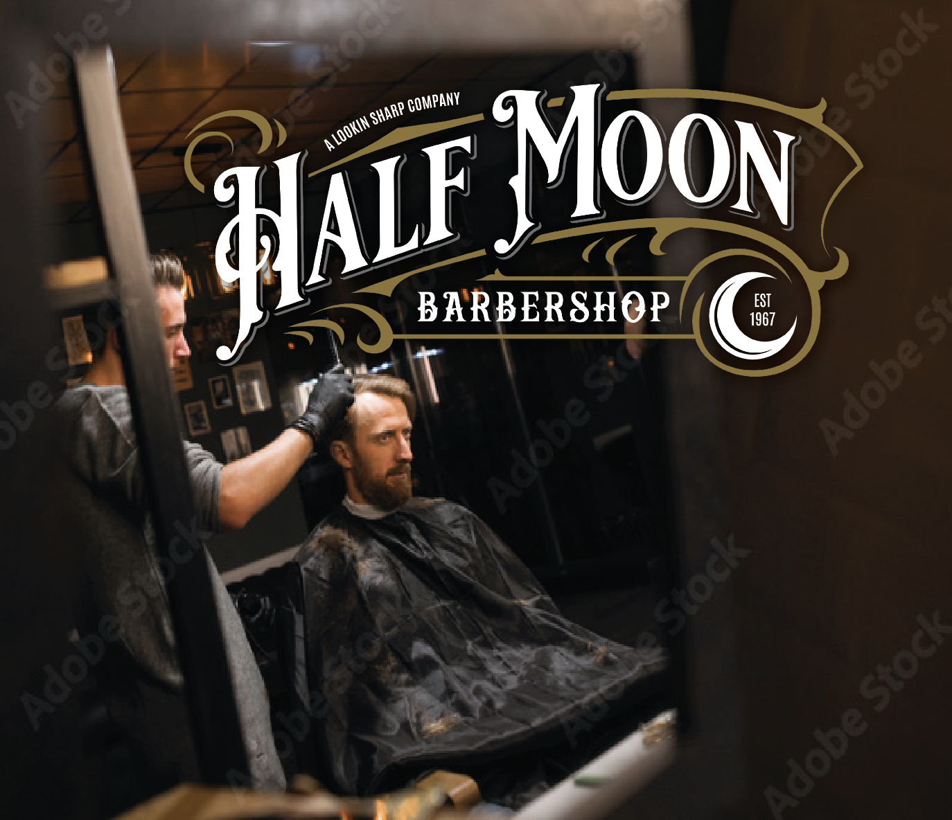 Half Moon Barbershop Brand Logo